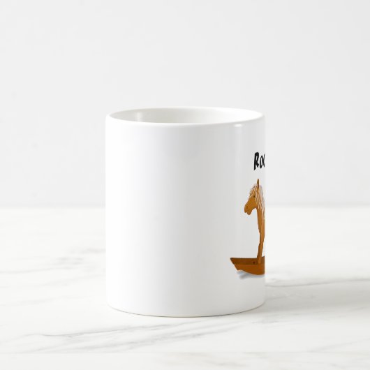 ロックオンロッキング馬かわいい子供の漫画アート コーヒーマグカップ (中央)