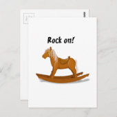 ロックオンロッキング馬かわいい子供の漫画アート ポストカード (正面/裏面)
