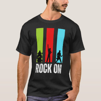 ロックオンロックオンロックンロールのロックミュージックファン Tシャツ