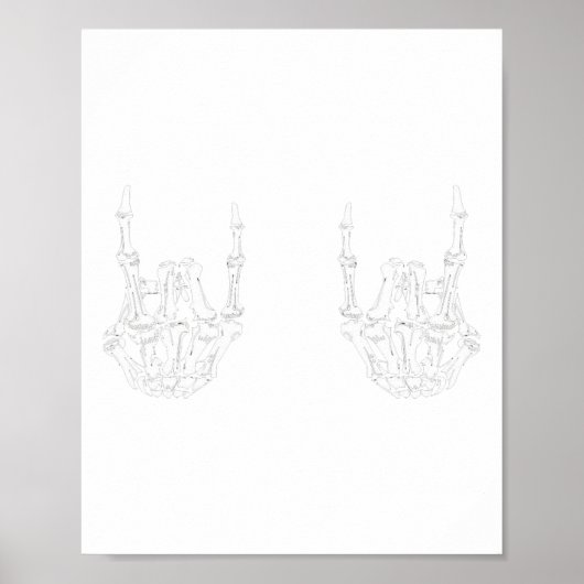 ロックオンロックスタースケルトンハンズロッカーおもしろいハロウ ポスター (正面)