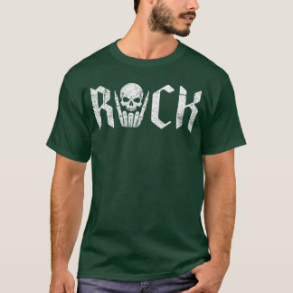 ロックオン スケルトンハンド ロックンロール パンク ロック メタリック Tシャツ