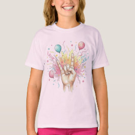 ロックオン バースデーお祝い - 水彩風バルーン Tシャツ