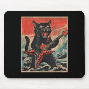 ロックオン ビンテージ ギタリスト 猫 クールバンド スタイル ギフト マウスパッド