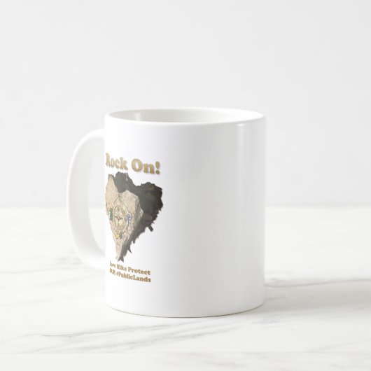 ロックオン！我が国の公保護園を愛で引き上げる コーヒーマグカップ (正面左)