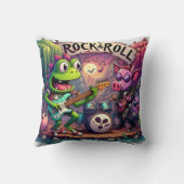 ロックカラフル音楽を演奏するアニメの動物 クッション (裏面)