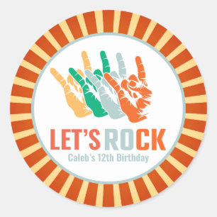 ロックカラフル・ロールロックスター誕生日 ラウンドシール