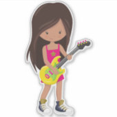 ロックガール,ラテンアメリカ系女性ガール,ギタープレーヤー,バンド,音楽 シール (正面)