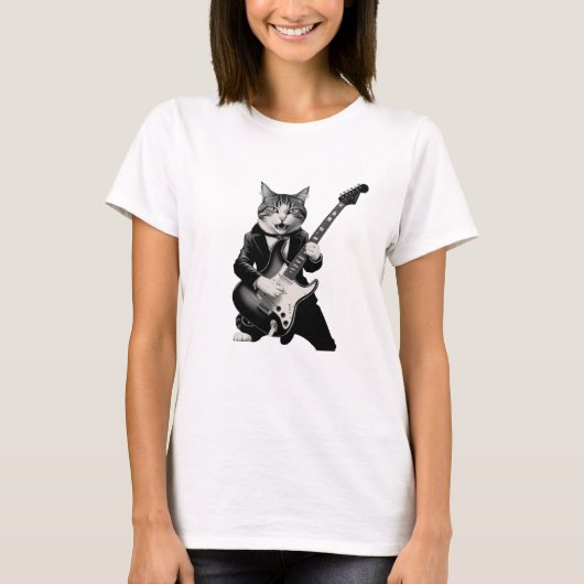 ロックキャットギター Tシャツ (正面)