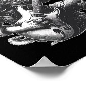 ロックキャッ遊トのギターおもしろいキャット ポスター (角)