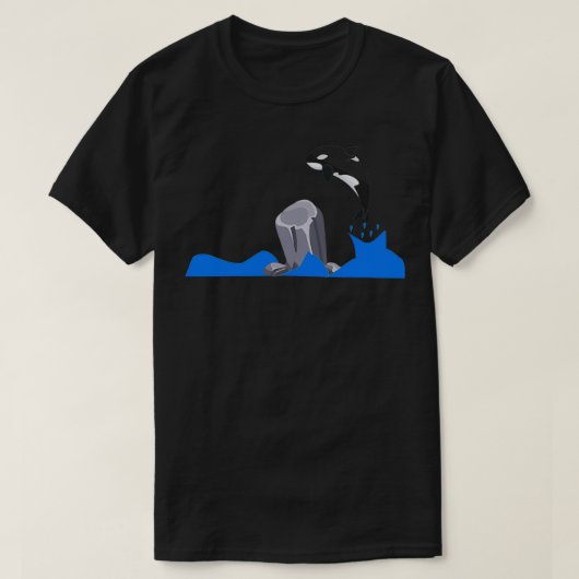 ロックキラークジラを飛び越えるオルカ Tシャツ (デザイン正面)
