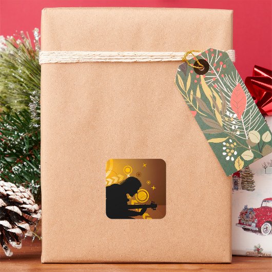 ロックギタリストロッカーミュージシャンスクエアステッカー スクエアシール