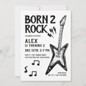 ロックギターで生まれ変わる 2歳の誕生日 招待状 (正面)