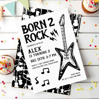 ロックギターで生まれ変わる 2歳の誕生日 招待状
