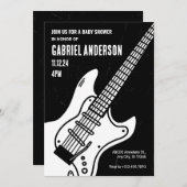 ロックギターのベビーシャワー 招待状 (正面/裏面)