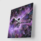 ロックギターウォールクロックアンドロール音楽 スクエア壁時計 (傾斜)