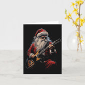 ロックギターサンタクロースギターを弾く - 面白いクリスマス カード (黄色い花)