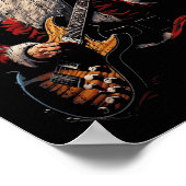 ロックギターサンタクロースギターを弾く - 面白いクリスマス ポスター (角)