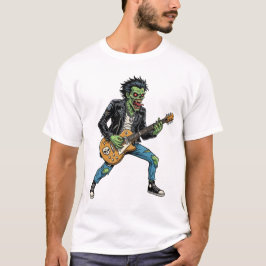 ロックギターゾンビホラー レトロファンタジーTシャツ Tシャツ
