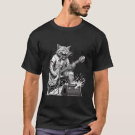 ロックギター猫Tシャツ メンズ – 楽しい猫の音楽 Tシャツ