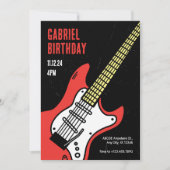 ロックギター誕生日 招待状 (正面)