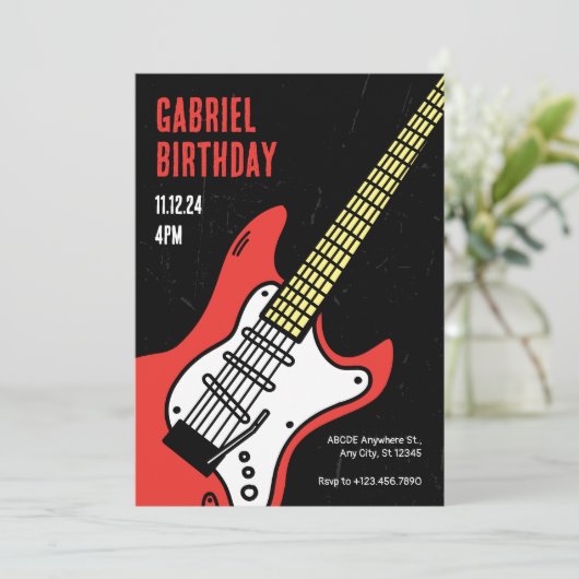 ロックギター誕生日 招待状 (スタンド正面)