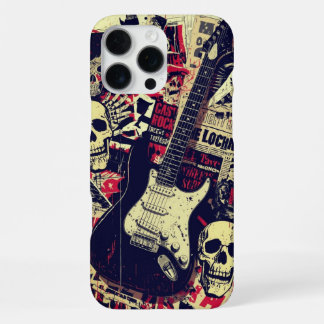 ロックギター・スカルデザイン ギタリスト ミュージシャン ギフト iPhone 16 PRO MAXケース
