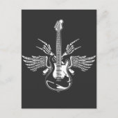 ロックギタ転がープレイヤーのスケルトン手の翼 ポストカード (正面)