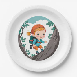 ロッククライマーアドベンチャーテーマガールベビー ペーパープレート