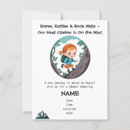 ロッククライマーガールベビーシャワー招待状 ポストカード