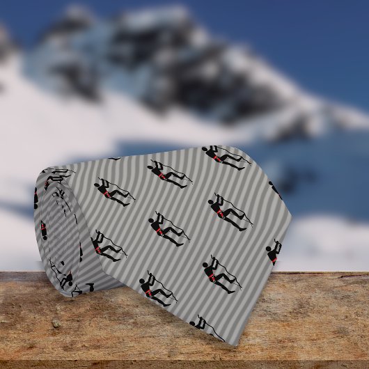 ロッククライマースケーリングマウンテン顔ロゴストライプのオン ネクタイ