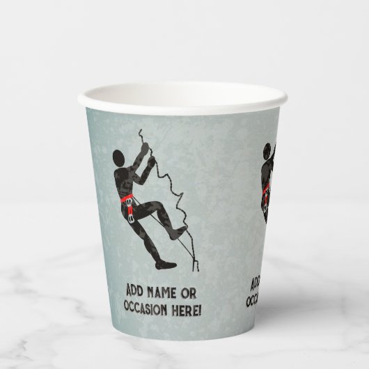 ロッククライマーテーマ男らしお祝い自身の文字 紙コップ (正面)