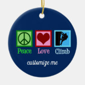 ロッククライマーピースラブマウンテン登山カスタム セラミックオーナメント (正面)
