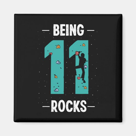 ロッククライミングが好きな11歳の誕生日おめでとう 子供 クライミング マグネット (正面)