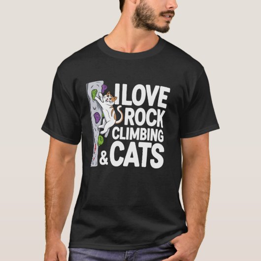 ロッククライミングと猫が好きな楽しい人 Tシャツ (正面)