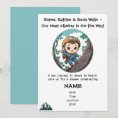 ロッククライミングのアウトドア・アドベンチャー・ベイビー・ボーイ 招待状 (正面/裏面)