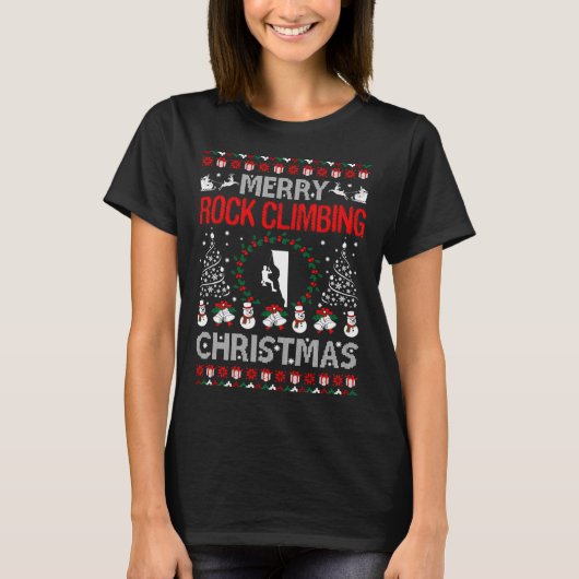 ロッククライミングのクリスマスアウター Tシャツ (正面)