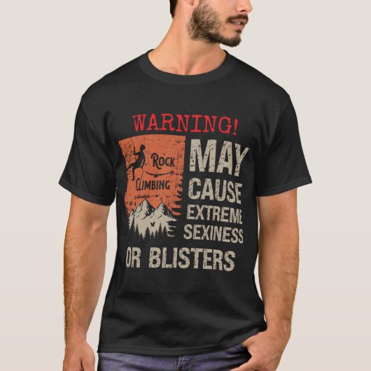 ロッククライミングの冒険、ディストressedな見た目の面白いサーク tシャツ (正面)