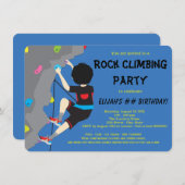 ロッククライミングの誕生日パーティー 招待状 (正面/裏面)