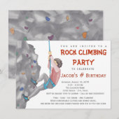 ロッククライミングの誕生日パーティー　男子中学生向け招待状 招待状 (正面/裏面)