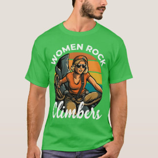 ロッククライミングをする女性 ロッククライマー クライミング ガール Tシャツ