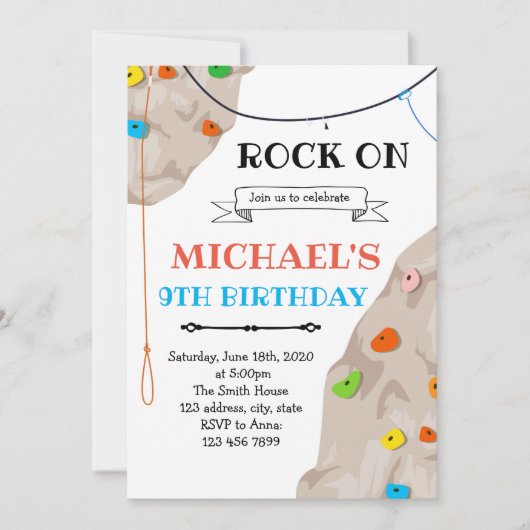 ロッククライミングパーティーカード招待 招待状 (正面)