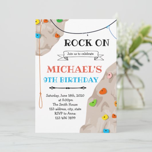 ロッククライミングパーティーカード招待 招待状 (スタンド正面)