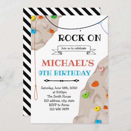 ロッククライミングパーティーカード招待 招待状 (正面/裏面)