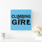 ロッククライミング女 スクエア壁時計 (ホーム)