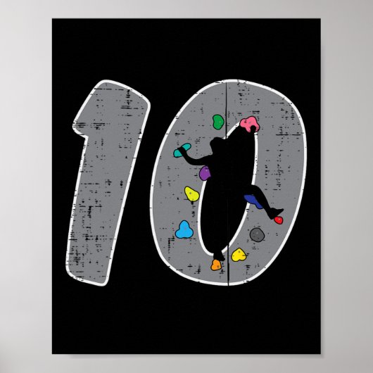 ロッククライミング好きな10歳の誕生日おめでとう少年  ポスター (正面)