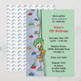 ロッククライミング少年 ブロンドの髪 誕生日パーティーの壁 招待状