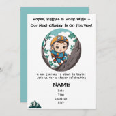 ロッククライミング アウトドア・アドベンチャー ベイビーボーイ 招待状 (正面/裏面)