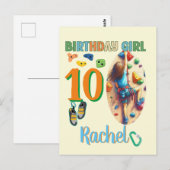 ロッククライミング バースデーガール アドベンチャー レディ ポストカード (正面/裏面)