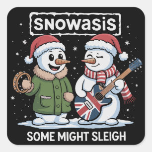 ロッククリスマス SNOWASIS Some Might Sleigh 雪だるま スクエアシール