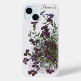 ロッククレス観賞用顕花植物イラストレーション iPhone 15ケース